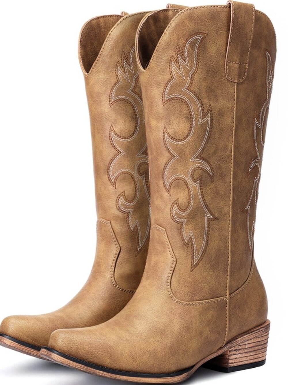 Cowboy Boots for Women - Mid Calf Cowgirl Boots Western Chunky Heel Pointed Toe